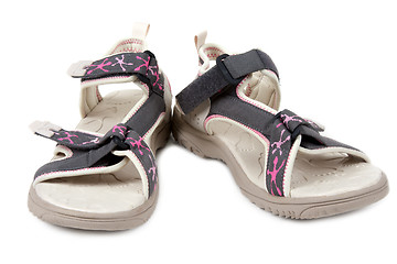 Image showing Pair feminine sandals