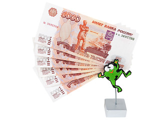 Image showing Bills 5000 roubles in stand in the manner of frogs