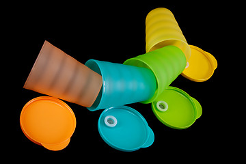 Image showing Colour plastic glasses
