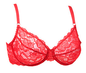 Image showing Red lace volume bra