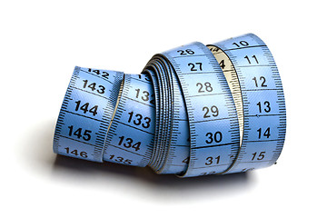 Image showing Blue tape measure isolated on white 