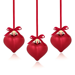 Image showing Red Heart Christmas Baubles