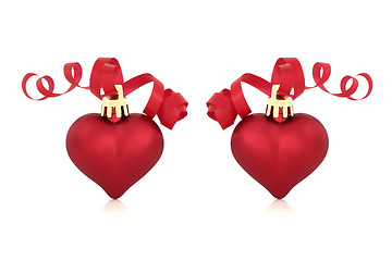 Image showing Christmas Heart Baubles