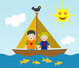 Image showing Kids sailing adventure