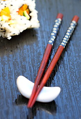 Image showing chopsticks sushi