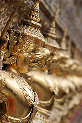 Image showing Demon gargoyles at the shrine of the Emerald Buddha, Bangkok (po