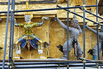 Image showing Restoration of guard demons at Wat Phra Kaeo the Bangkok Grand P