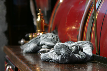 Image showing Oily cloths left on steam engine