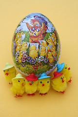 Image showing Chickens and Easter egg