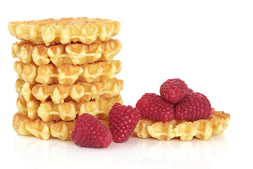 Image showing Waffles and Raspberry Fruit