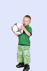 Image showing Little boy with football.