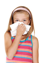 Image showing Young girl sneezing.