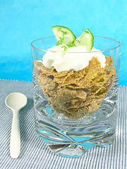 Image showing yogurt with cucumber and watercress