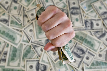 Image showing fist with dollar bills