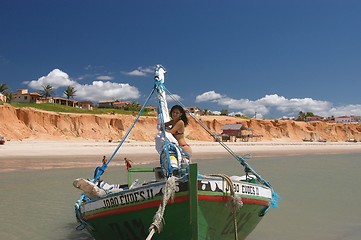 Image showing Girl on boat