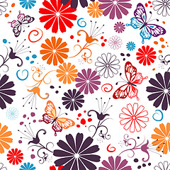 Image showing Seamless floral white pattern 