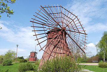 Image showing Two Red Windmills