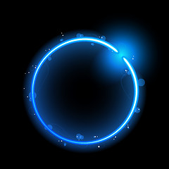 Image showing Blue Circle Border with Sparkles and Swirls. 