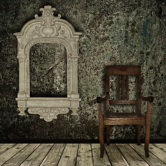 Image showing grunge interior with chair and vintage frame