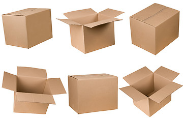 Image showing Opened and closed cardboard box
