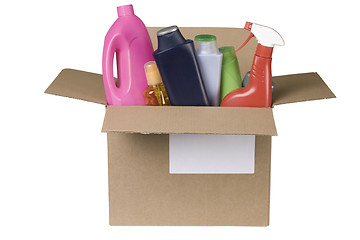 Image showing cleaning products in cardboard box