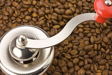 Image showing Coffemill with coffeebeans