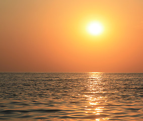 Image showing Sea and sunset