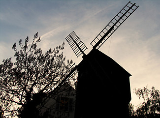 Image showing Silhouette of old windmill