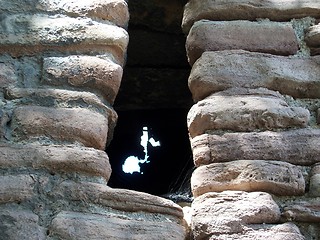 Image showing The stone walls of the old barn