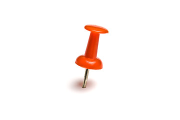 Image showing Red push pin isolated on white