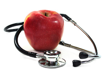 Image showing Stethoscope with apple