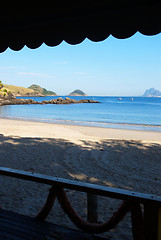 Image showing Blue sea beach restaurant view in Niteroi, Rio de Janeiro, Brazil