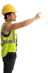 Image showing Construction worker or builder pointing finger