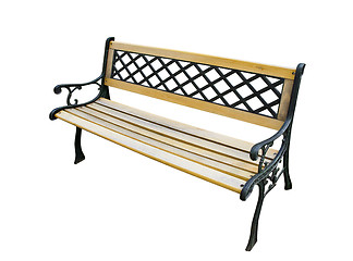 Image showing Old garden bench on white