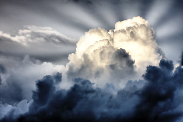 Image showing Storm clouds whith sunbeams