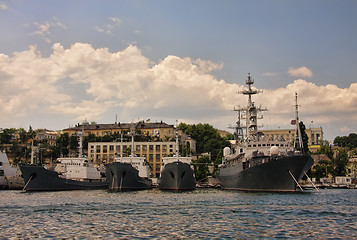 Image showing Battleships at mooring