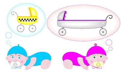 Image showing Babies thinking of transportation