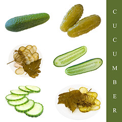 Image showing pickled and green cucumbers