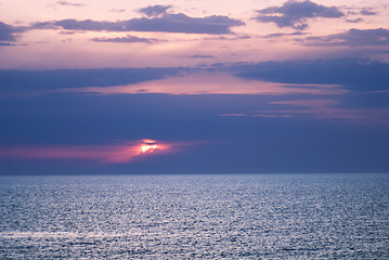 Image showing Sunset over the sea