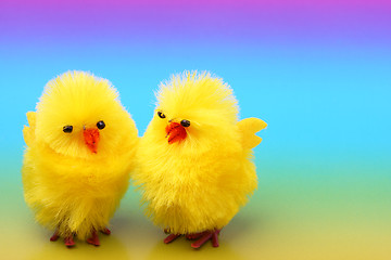 Image showing Easter chickens on colorful background