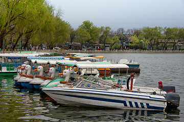 Image showing Beijing lake with boats.