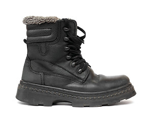 Image showing black leather winter shoe