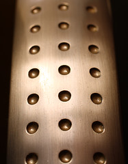 Image showing spherical metal surface background with holes