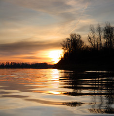 Image showing river landscape with sunset