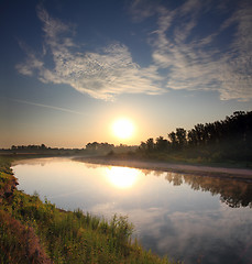 Image showing river landscape with sunrise