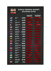 Image showing indicator board with currency exchange rate