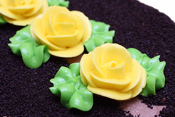 Image showing sweet chocolate cake close-up