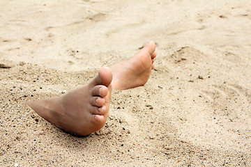 Image showing bare foot in sand