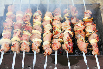 Image showing shashlik - cooking barbecue