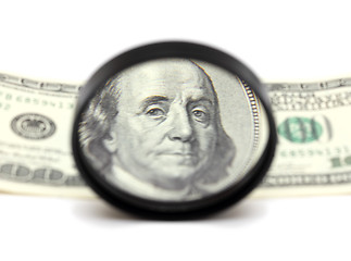 Image showing franklin through magnifying glass